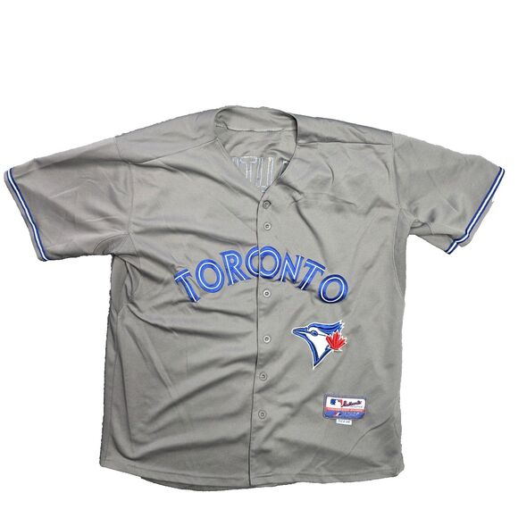 Toronto Blue Jays Jersey Mens 48 Gray MLB Baseball Jose Bautista 19 Button Road - Picture 1 of 10